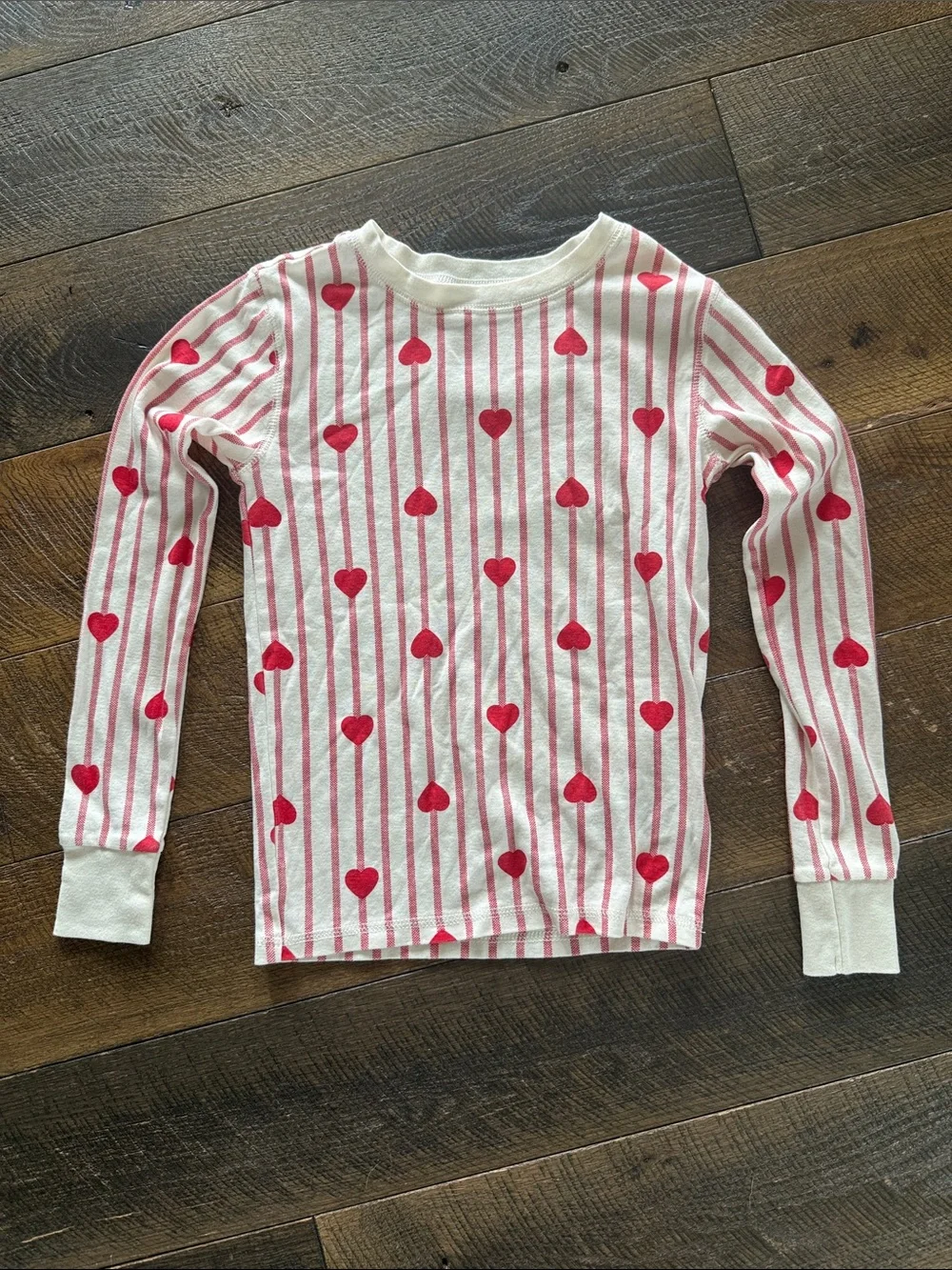 Old Navy White & Red Heart Stripe Kids Pajama Set